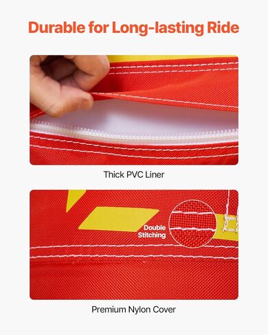 VEVOR Towable Tubes for Boating, 1-3 Riders Inflatable Boat Tubes and Towables, 510lbs Capacity Hot Dog Water Sport Tube for Boat to Pull - with Full Nylon Cover, Padded Handles & Speed Safety Valve in Kuwait