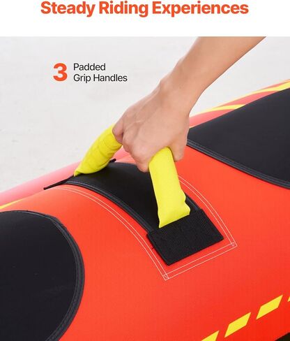 VEVOR Towable Tubes for Boating, 1-3 Riders Inflatable Boat Tubes and Towables, 510lbs Capacity Hot Dog Water Sport Tube for Boat to Pull - with Full Nylon Cover, Padded Handles & Speed Safety Valve in Kuwait