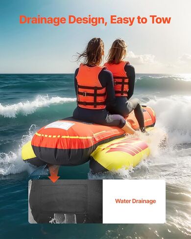 VEVOR Towable Tubes for Boating, 1-3 Riders Inflatable Boat Tubes and Towables, 510lbs Capacity Hot Dog Water Sport Tube for Boat to Pull - with Full Nylon Cover, Padded Handles & Speed Safety Valve in Kuwait