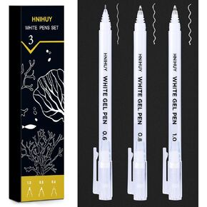 HNIHUY White Ink Pens, Fine Point White Gel Pens, Brush Tip Acrylic Markers, Dual-Tip Opaque Paint Pens for Black Paper Drawing, Sketching, Illustration, Card Making, 6 Pack in Kuwait