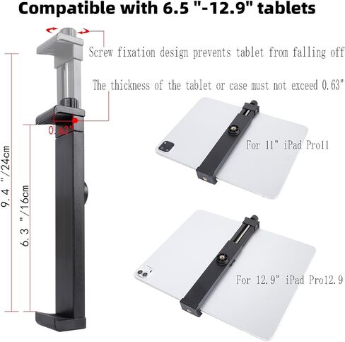 Tablet Holder for Microphone Stand/Treadmill/Spin Bike/Stroller/Golf Cart/Handlebar/Stationary Bike, Phone iPad Holder Mount for iPad Pro 12.9, Galaxy Tabs, iPhone(4.7-13") in Kuwait