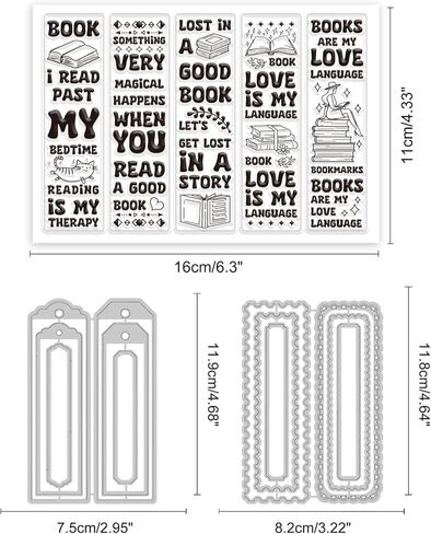 GLOBLELAND Fairy Bookmarks Clear Stamps and Metal Die Cuts Flowers Mushrooms Transparent Stamp Leaf Butterfly Cutting Dies for Card Making Embossing Scrapbooking in Saudi Arabia