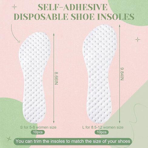 20 Pairs Disposable Shoe Liners for Women Sweaty Feet Breathable Self-Adhesive Sockless Shoe Insert Insoles for Sandals High Heel Non-Slip Barefoot Insert for Flats Open Toe Shoes in Saudi Arabia