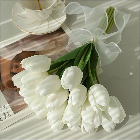 10pcs مفتوحة جزئيا الزنبق الاصطناعي 15.5 "PU الزهور الاصطناعية للهدايا العائلة هدايا DIY ترتيب الزهور الزهور في المنزل المطبخ مكتب حفلات الزفاف in Kuwait