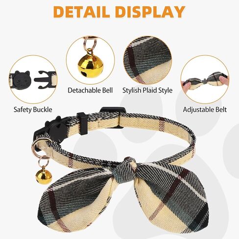 Kooltail Fall Cat Cat Breakaway مع Bowtie and Bells ، و 2 حزمة عيد الشكر أرنب الأذن الأذن اللطيف ، وتصميم منقو in Saudi Arabia