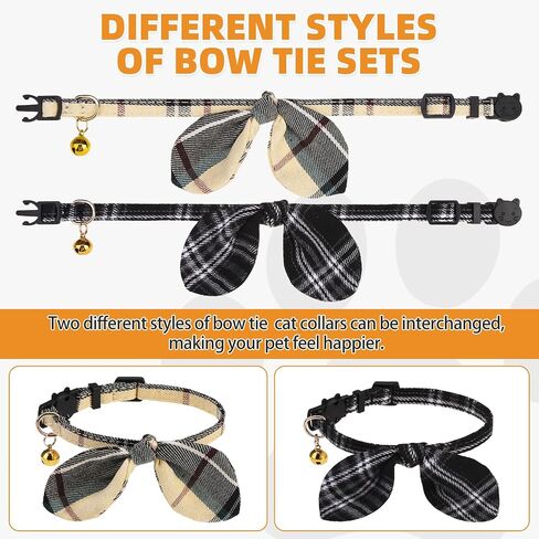 Kooltail Fall Cat Cat Breakaway مع Bowtie and Bells ، و 2 حزمة عيد الشكر أرنب الأذن الأذن اللطيف ، وتصميم منقو in Saudi Arabia