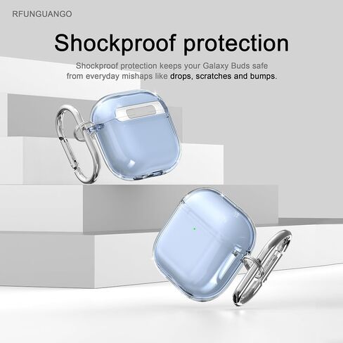 RFUNGUANGO for Airpods Pro 2nd Gen/1st Gen Protective, Soft TPU airpods pro 2 case, Transparent with Cleaning Kit, with Keychain, for air podspro2 case, Unisex -White in Kuwait