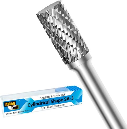 SA-5L6 Tungsten Carbide Burr Lengthened Rotary File Cylindrical Shape Double Cut for Die Grinder Drill Bits 1/4'' Inch Diameter of Shank and 1/2'' Inch Diameter of Cutter 1'' Inch Cutter Length in Saudi Arabia