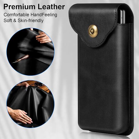 Phone Holster for Samsung Galaxy Z Flip7 Z Flip6 Flip5 Flip4 Flip3, Flip Phone Specific Protective Leather Holster for Motorola RAZR 2025/2024 Case, Cellphone Belt Clip Holster Carrying Pouch(Black) in Kuwait