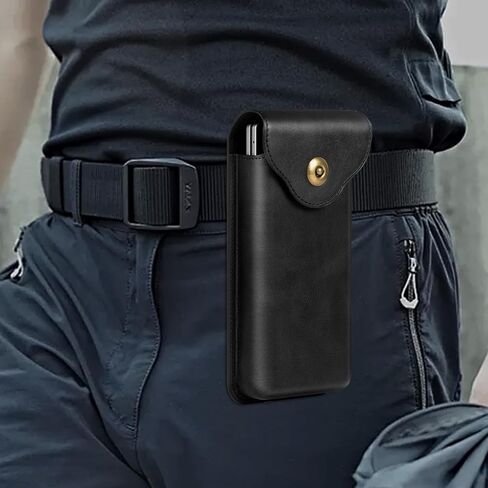 Phone Holster for Samsung Galaxy Z Flip7 Z Flip6 Flip5 Flip4 Flip3, Flip Phone Specific Protective Leather Holster for Motorola RAZR 2025/2024 Case, Cellphone Belt Clip Holster Carrying Pouch(Black) in Kuwait