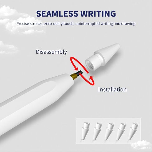 Stylus Pen for iPad,(2018-2025) Fast Charge with Tilt Sensitivity & Palm Rejection iPad Pro 11"/12.9", iPad mini 5/6, iPad Air 3/4/5, 6/7/8/9/10 (White) in Saudi Arabia