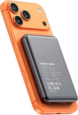 للحصول على Magsafe Battery Pack 12000mAh Bank Bank Magnetic Bank شاحن محمول USB C 20W شحن سريع الشاحن اللاسلكي الضروري لـ iPhone 16/15/14/13/12 Series Gray in Kuwait