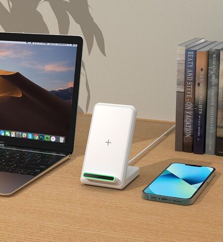 Fast Wireless Charging Stand, 15W Fast Charging Stand with Adapter for Samsung Galaxy S24/S24+/S24 Ultra/S23/S22/S21/S20/S10/Note, for iPhone 16/15/14/13/12/11/XR, for Pixel 9/8/7, and More. in Kuwait