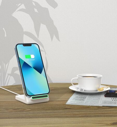 Fast Wireless Charging Stand, 15W Fast Charging Stand with Adapter for Samsung Galaxy S24/S24+/S24 Ultra/S23/S22/S21/S20/S10/Note, for iPhone 16/15/14/13/12/11/XR, for Pixel 9/8/7, and More. in Kuwait