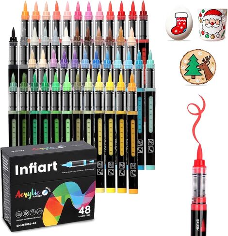 Automatic Ink Control Acrylic Paint Markers Brush Tip 80 Colors Acrylic Paint Pens Water-Based Acrylic Markers Set for Stone, Wood, Rock Painting, Canvas, Glass, DIY & Art Supplies in Saudi Arabia