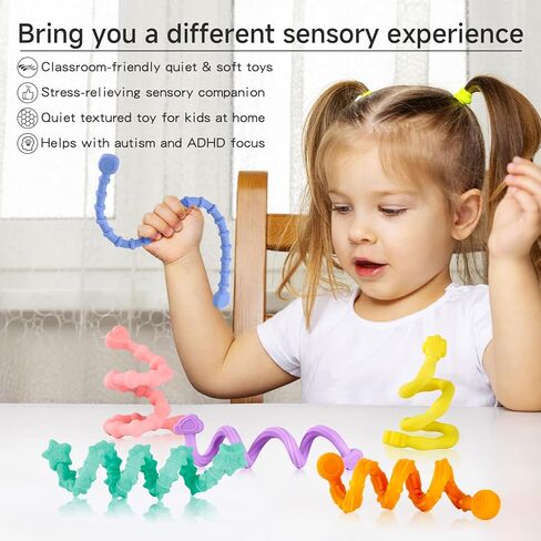 ألعاب Toys الحسية للأطفال البالغين ، 6pcs ألعاب حسية سيليكون مهدئة ، وعصا تململ مرنة للاضطرابات ADHD التوحد ، يجب أن يكون لديها لعبة مريحة للسفر والفصول الدراسية in Kuwait