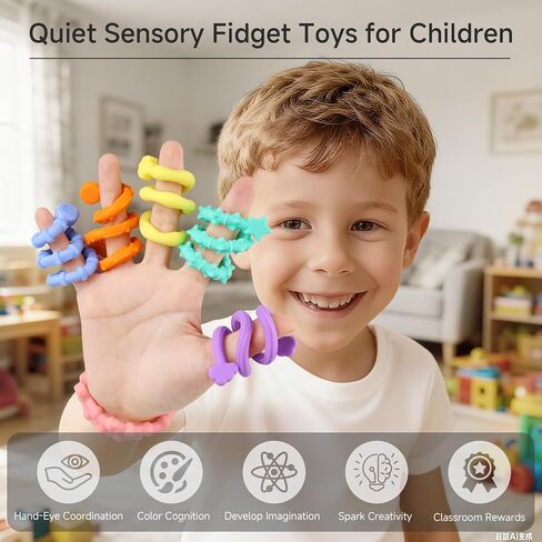 ألعاب Toys الحسية للأطفال البالغين ، 6pcs ألعاب حسية سيليكون مهدئة ، وعصا تململ مرنة للاضطرابات ADHD التوحد ، يجب أن يكون لديها لعبة مريحة للسفر والفصول الدراسية in Kuwait