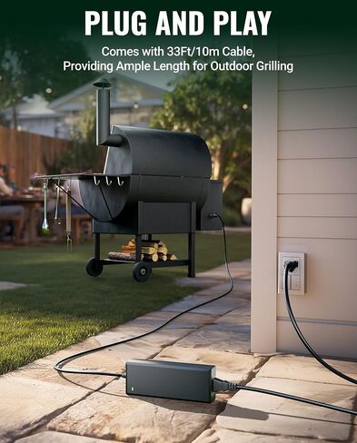 12V 12.5A Waterproof Power Supply for Green Mountain Grill Davy Crockett, Daniel Boone Prime/Plus, Jim Bowie Prime/Plus, Ledge, Peak, Trek, 18Ft Power Adapter Replacement for 12V GMG Grills in Kuwait