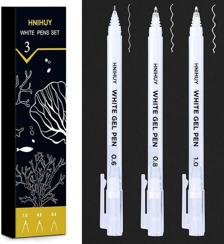 HNIHUY White Ink Pens, Fine Point White Gel Pens, Brush Tip Acrylic Markers, Dual-Tip Opaque Paint Pens for Black Paper Drawing, Sketching, Illustration, Card Making, 6 Pack in Saudi Arabia