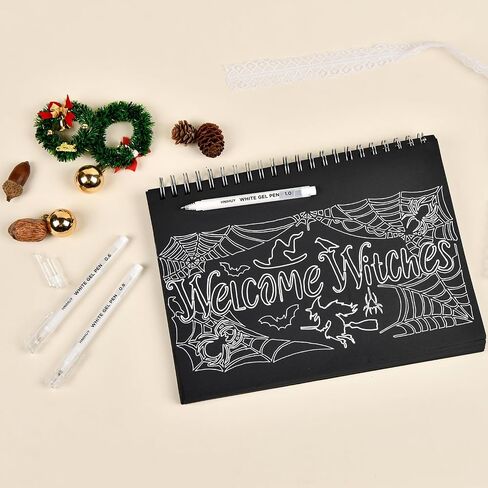 HNIHUY White Ink Pens, Fine Point White Gel Pens, Brush Tip Acrylic Markers, Dual-Tip Opaque Paint Pens for Black Paper Drawing, Sketching, Illustration, Card Making, 6 Pack in Saudi Arabia