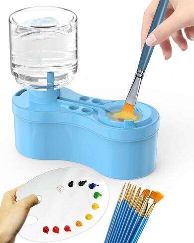 Paint Brush Cleaners, with Paint Palette and Brush Holder for Watercolor/Oil Acrylic and Water-Based Paints, Portable Paint Station & Rinsing Tool,Gift for Kids/Adults/Artist/Beginners Blue in Saudi Arabia