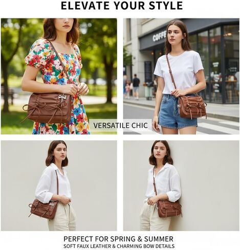 Women's Small Pleated Drawstring Shoulder Handbag with Bow Design,Clutch Tote Bag with Chain Strap, in Saudi Arabia