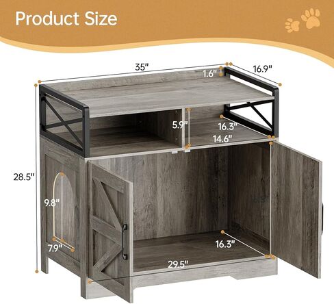 قطة القمامة مربع الأثاث - خزانة مربع القمامة المخفية مع لوحة الخدش والتحكم في الرائحة | طاولة نهاية نمط المزرعة للقطط | حمام قطة سرية لغرفة المعيشة وغرفة نوم رمادية in Kuwait