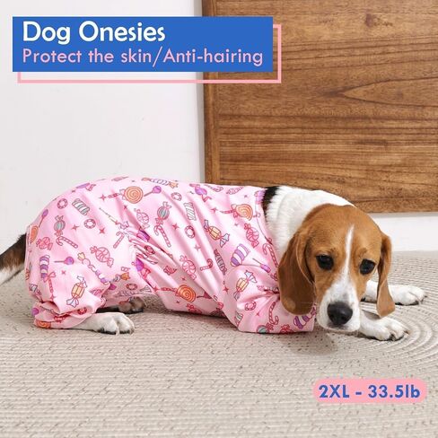 XS Pajamas للكلاب الصغيرة-دافئة 4-LEG الأكمام طويلة الأكمام | بذلة طبعات لطيفة قابلة للتمديد ، بدلة ناعمة لمكافحة الانتشار للاستخدام الداخلي ، وردي in Kuwait