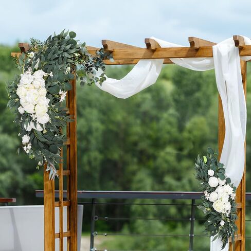 2 حزمة الزفاف قوس الزهور ، غنيمة الزاوية الاصطناعية ، ترتيبات الزفاف ديكور لاستقبال حفل DIY ، خلفية كرسي الطاولة الحبيبة ، حفلة ترحيب حفل مأدبة (بيضاء وردية) in Saudi Arabia