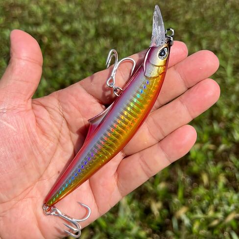 3pcs Sinking Bass Fishing Lures Saltwater Long Casting Laser Minnow Fishing Baits Hard Lure Fishing Kits Accessories (AH in Kuwait
