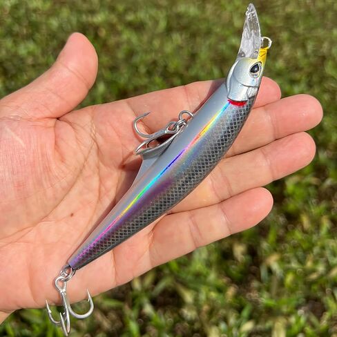 3pcs Sinking Bass Fishing Lures Saltwater Long Casting Laser Minnow Fishing Baits Hard Lure Fishing Kits Accessories (AH in Kuwait