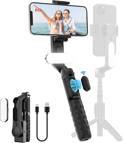 TOALLIN Gimbal Stabilizer for Smartphone, 3-Axis Phone Gimbal with AI Tracking, Gesture Control, Long Battery Life Stabilizer for iPhone & Android, Video Recording, Streaming, Travel Vlogging in Kuwait