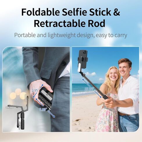 TOALLIN Gimbal Stabilizer for Smartphone, 3-Axis Phone Gimbal with AI Tracking, Gesture Control, Long Battery Life Stabilizer for iPhone & Android, Video Recording, Streaming, Travel Vlogging in Kuwait
