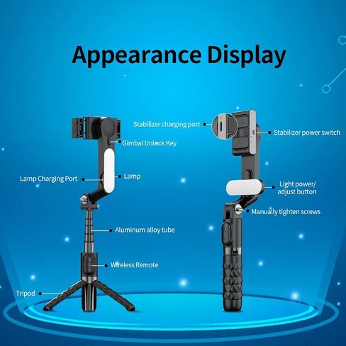TOALLIN Gimbal Stabilizer for Smartphone, 3-Axis Phone Gimbal with AI Tracking, Gesture Control, Long Battery Life Stabilizer for iPhone & Android, Video Recording, Streaming, Travel Vlogging in Kuwait