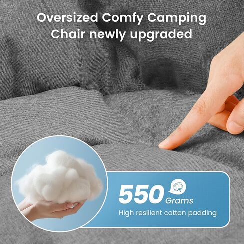 OUTDOOR LIVING SUNTIME Oversized Padded Comfy Camping Chair with Removable Footrest， Weight Capacity 400 LBS, Heavy Duty Moon Round Leisure Folding Chair for Camping, Hiking, Carry Bag, Orange in Kuwait