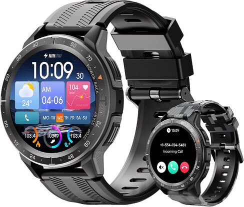 VIRAN Military Smart Watches for Men, 5ATM Waterproof Rugged Smart Watch with Bluetooth Call (Answer/Dial Call), Outdoor Fitness Tracker Watch with 100+ Sport Modes for Android and iOS (C21Pro-Black) in Saudi Arabia