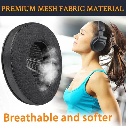 Soulwit Mesh Fabricpads استبدال Sony MDR-CD350/CD450/CD550/V600/V900/V900HD/Z600/Z900/7509/7509HD ، وسادات الأذن مع رغوة ذاكرة عالية الكثافة-أسود-أسود in Saudi Arabia