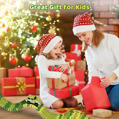 Dinosaur Toys for Kids 3-5, 266 PCS Create A Dinosaur World Road Race Tracks, Flexible Train Track Set with 2 Cool Race Cars and 6 Dinosaurs, Birthday Gifts 3-6 Year Old Boys Girls in Saudi Arabia