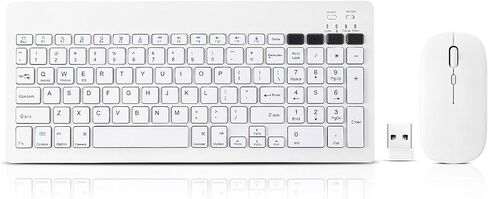 لوحة مفاتيح Bluetooth و Mouse Combo القابلة لإعادة شحن الماوس اللوحة اللوحة اللاسلكية المحمولة مجموعة Mouse لـ Apple iPad iPhone iOS 13 وفوق Samsung Tablet Phone Windows Android Windows (White) in Saudi Arabia