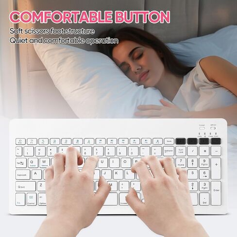لوحة مفاتيح Bluetooth و Mouse Combo القابلة لإعادة شحن الماوس اللوحة اللوحة اللاسلكية المحمولة مجموعة Mouse لـ Apple iPad iPhone iOS 13 وفوق Samsung Tablet Phone Windows Android Windows (White) in Saudi Arabia