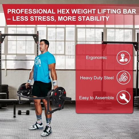 شريط مصيدة رفع الأثقال سداسي مقاس 2 بوصة من Fitvids Olympic لتدريب القوة، سعة 500 رطل، مشابك أمان، صالة الألعاب الرياضية المنزلية لضغط الكتف، التجاهل، الصفوف الخلفية، رفع الأثقال in Saudi Arabia