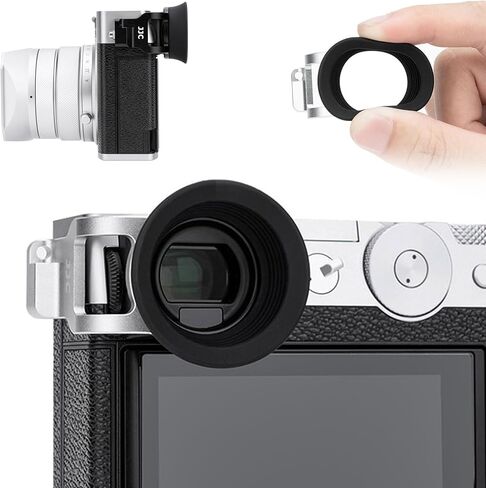 Extended GFX 100RF GFX100RF Eyecup Eyepiece, Round Soft Silicon Viewfinder Eye Cup Eyeshade Cover Protector for Fujifilm Fuji GFX 100 RF Camera, with Camera Strap Hole, Block Stray Lighting - Silver in Saudi Arabia