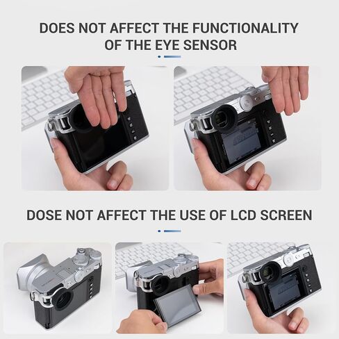 Extended GFX 100RF GFX100RF Eyecup Eyepiece, Round Soft Silicon Viewfinder Eye Cup Eyeshade Cover Protector for Fujifilm Fuji GFX 100 RF Camera, with Camera Strap Hole, Block Stray Lighting - Silver in Saudi Arabia
