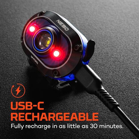 Nebo Mycro 450 مصابيح أمامية قابلة للشحن | 450 شمعة ، 6 أوضاع ضوئية ، مقاومة للماء ، مقطع قبعة قابلة للفصل ، مصباح رأس مشرق للغاية للتخييم والمشي لمسافات طويلة ، يشمل كابل شحن USB - أحمر in Kuwait
