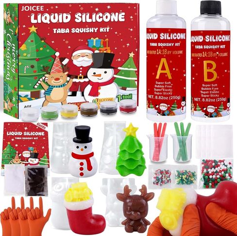 طقم Joice Taba Squishy ، DIY Squishy Making Kit 18oz 1: 1 AB Silecone السائل مع 6 قوالب لصنع مُصنعات صانع Super Sweat الخاصة بك. in Kuwait