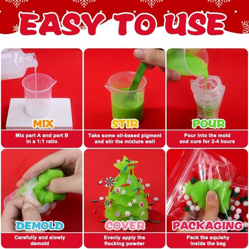 طقم Joice Taba Squishy ، DIY Squishy Making Kit 18oz 1: 1 AB Silecone السائل مع 6 قوالب لصنع مُصنعات صانع Super Sweat الخاصة بك. in Kuwait