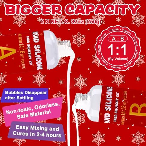طقم Joice Taba Squishy ، DIY Squishy Making Kit 18oz 1: 1 AB Silecone السائل مع 6 قوالب لصنع مُصنعات صانع Super Sweat الخاصة بك. in Kuwait