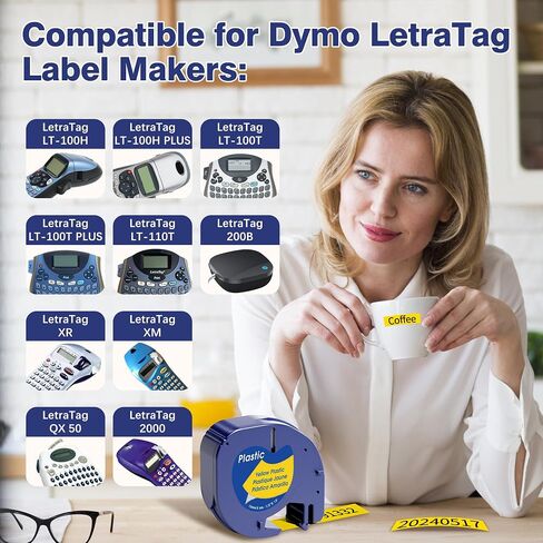 10-Pack Replace for Dymo Letratag Refills 91331 White Plastic Label 1/2" x 13', Compatible with Dymo Label Maker Refills 12mm x 4m, Compatible for LT-200B LT-100H LT-100T QX50 in Kuwait