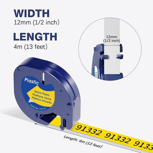 10-Pack Replace for Dymo Letratag Refills 91331 White Plastic Label 1/2" x 13', Compatible with Dymo Label Maker Refills 12mm x 4m, Compatible for LT-200B LT-100H LT-100T QX50 in Kuwait