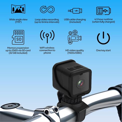 Tirol VeloCam 2.0 – Ultra-Light Action Camera for Cyclists – Helmet & Bike Mount – Full HD Video – Upgraded GoPro-Style Swivel Mount – and Universal Cycling Mount – Ideal for Cyclists or Action in Kuwait